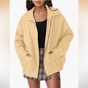 NWT Oversized Faux Leather Motorcycle Jackets Khaki Medium